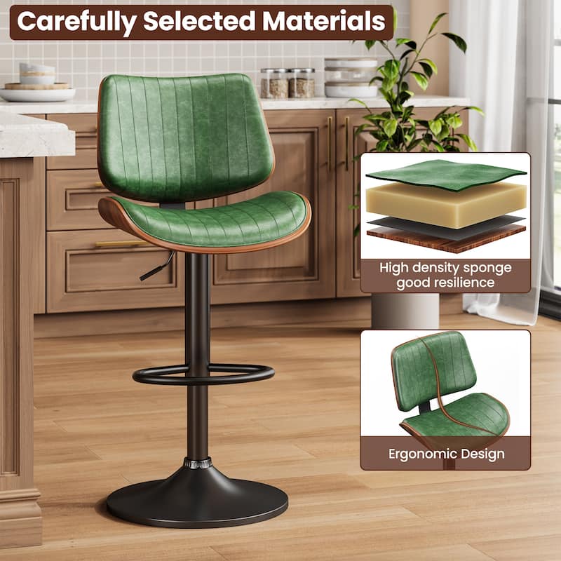 Swivel Adjustable Height Counter Stools, Bar Stools with Backs - 20" W X 18"D X 24-33" H