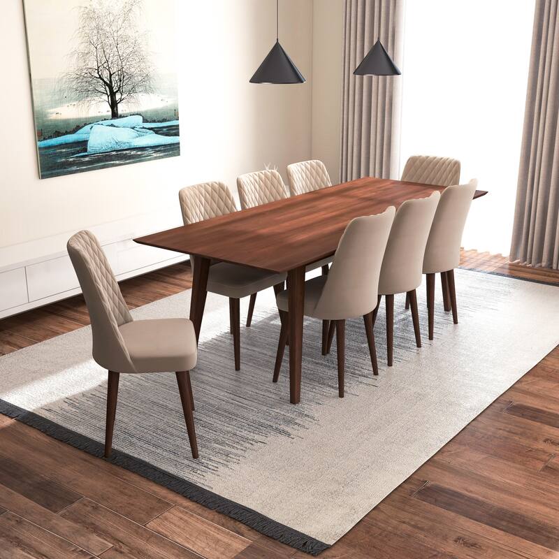 Addison Modern Solid Wood 9 Piece Furniture Set - Beige
