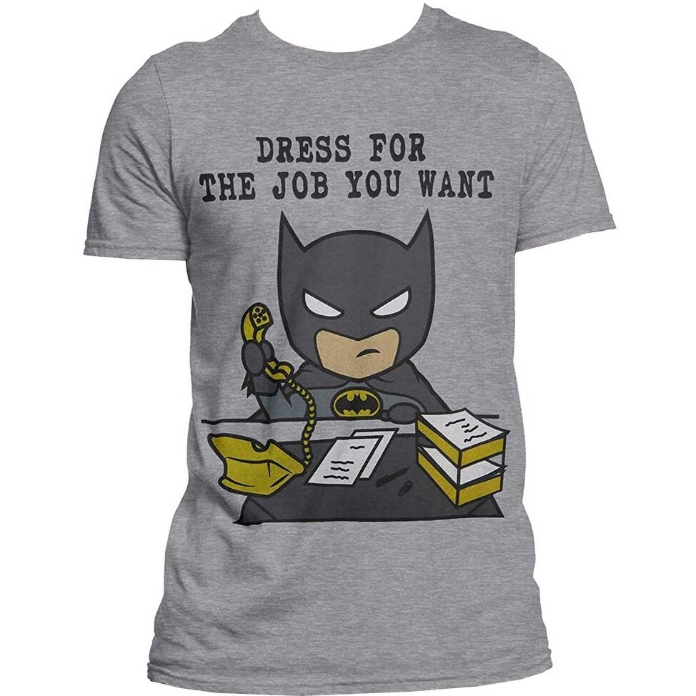 Shop Dc Comics Batman Dress For The Job Men S Gray Shirt Free