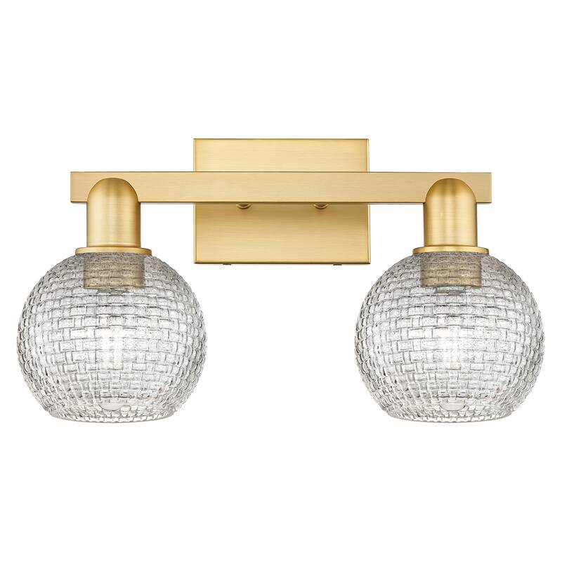 Innovations Lighting Endless Possibilities Arcadia - Athens - 2 Light 17" Basketweave Bath Vanity Light - Satin Gold