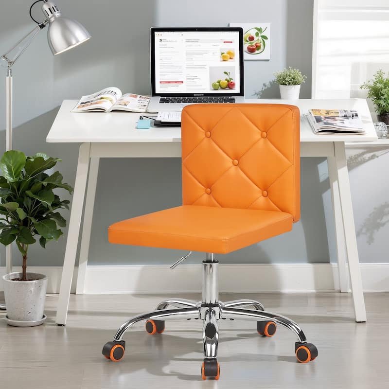 Javlergo Armless Office Desk Chair PU Leather Mid-Back Adjustable Height 360° Rolling Swivel 10 Colors Available Office Chair