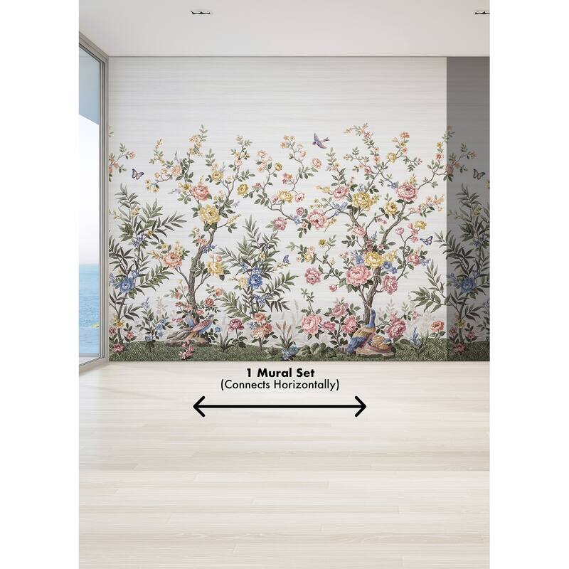 REMIX Walls by Katie Hunt Spring Chinoiserie Soft White Wall Mural