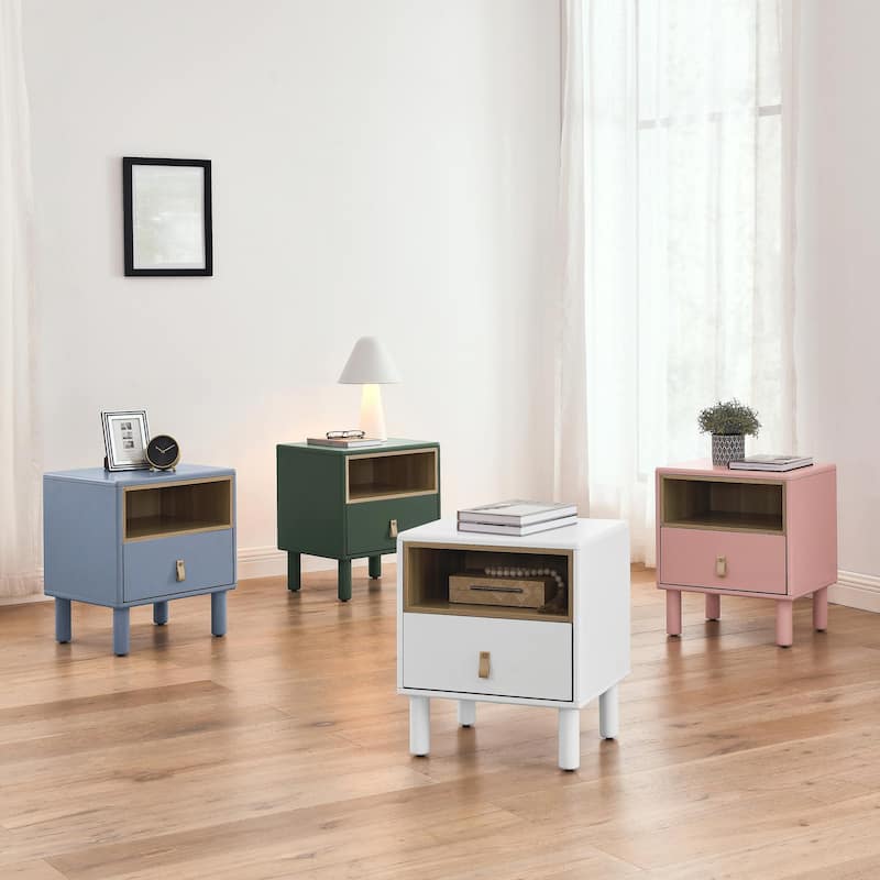 Modern Single-Drawer Bedside Table, Bedroom Nightstand, Wooden, Compact, Nordic Style