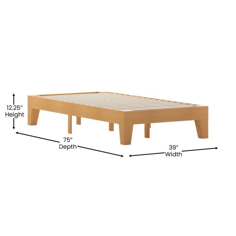 Wood Platform Bed with 14 Wooden Support Slats