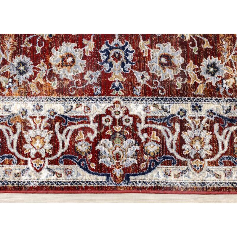 Sydney Collection - Red/Cream Classic Border Rug