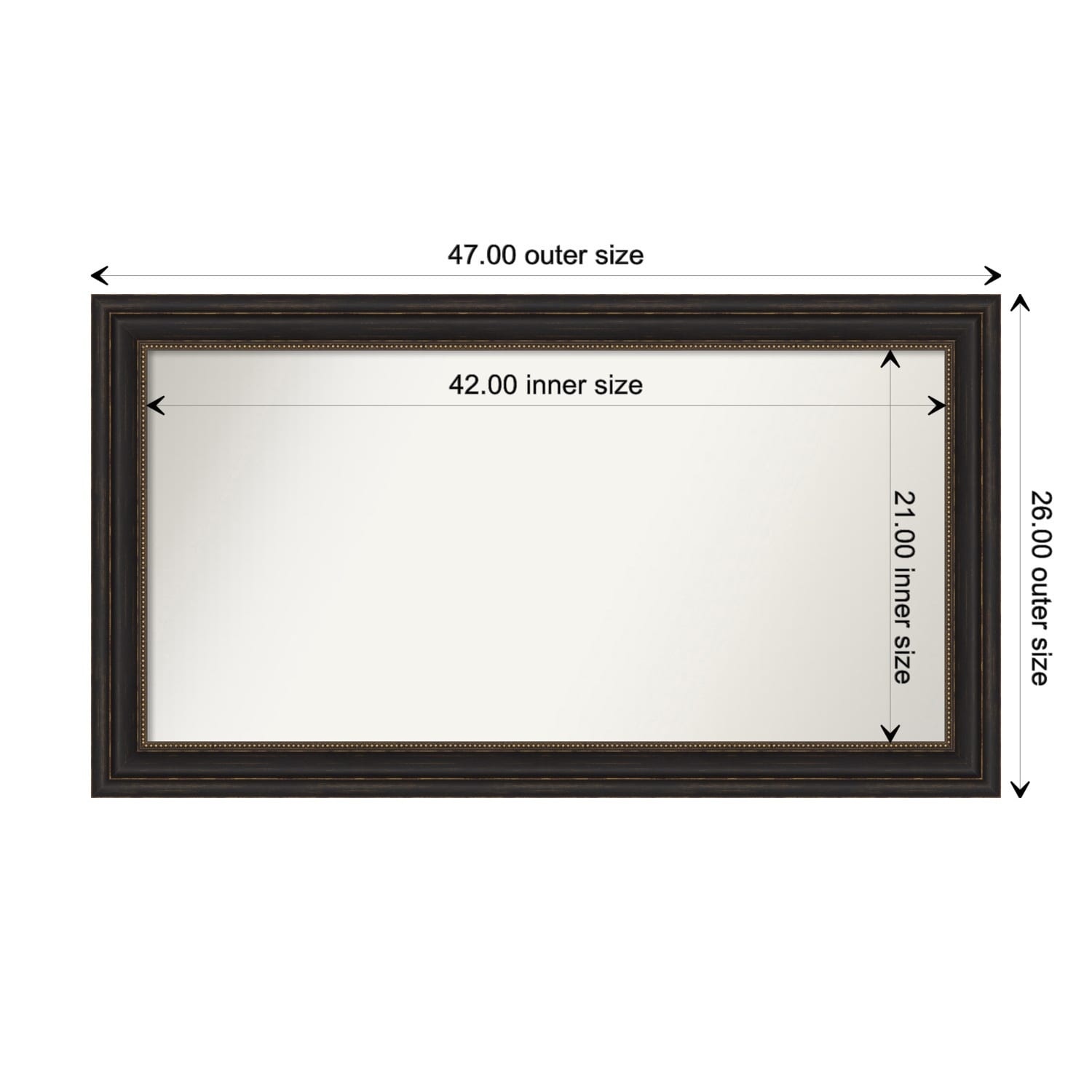 Accent Bronze Framed Non-Beveled Custom Wall Mirror, Bathroom Vanity Mirror