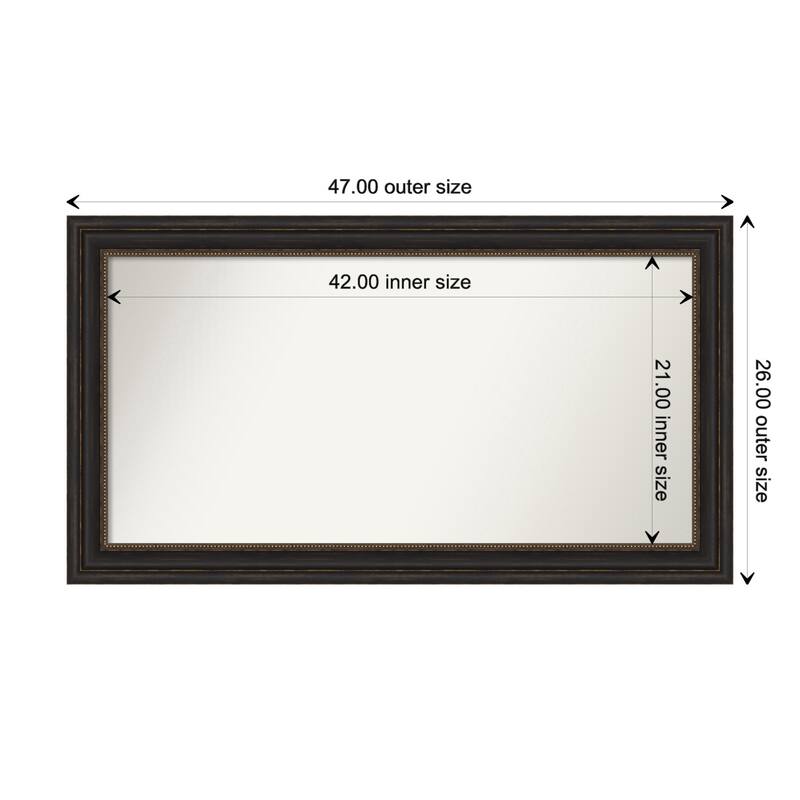 Accent Bronze Framed Non-Beveled Custom Wall Mirror, Bathroom Vanity Mirror - Outer Size: 47 x 26