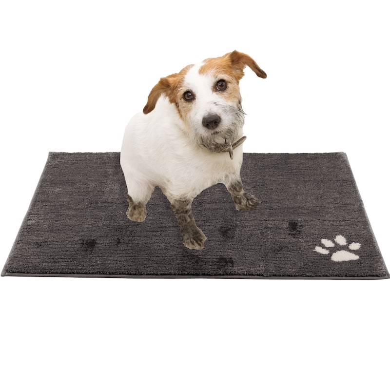 PETMAKER Dog Door Mat - Absorbent Mat for Muddy Paws and Wet Shoes - Gray