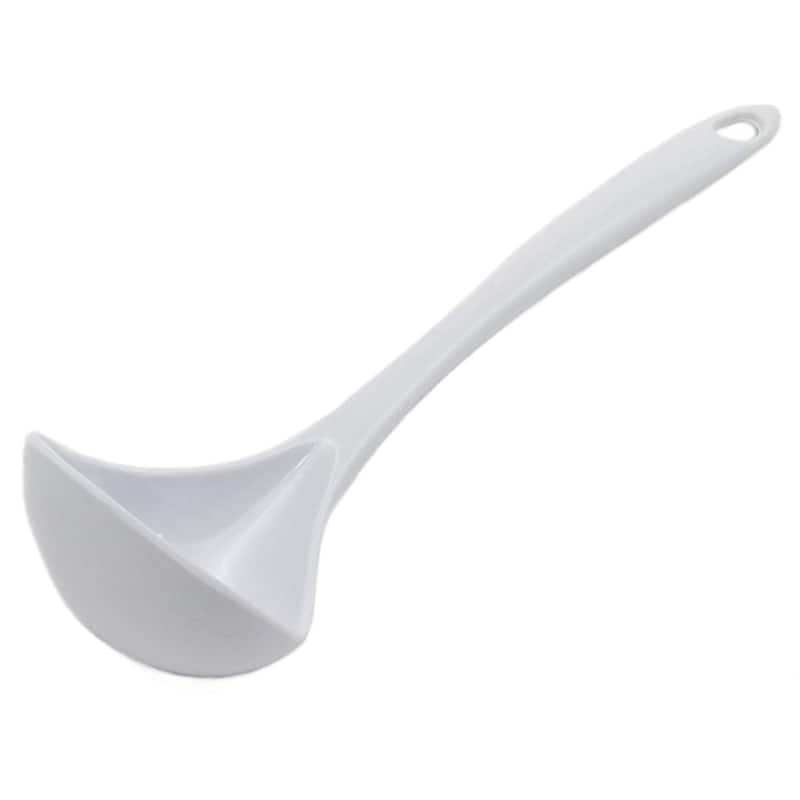 Chef Craft 10.5" Long Melamine Serving & Cooking Ladle - Dishwasher Safe Soup Spoon - 1 Pack - White
