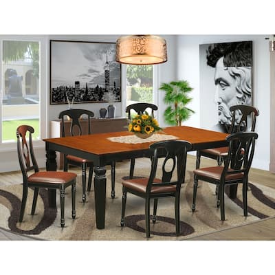 Classic Dining Table Set - 9 Piece Kitchen Table with Chairs - Modern Black Finish