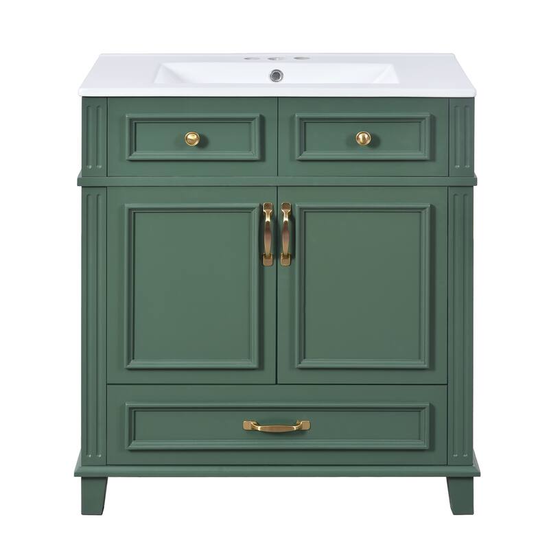 30'' Bathroom Vanity with Ceramic Sink Bathroom Storage Cabinet with one Drawer and Soft Closing Doors