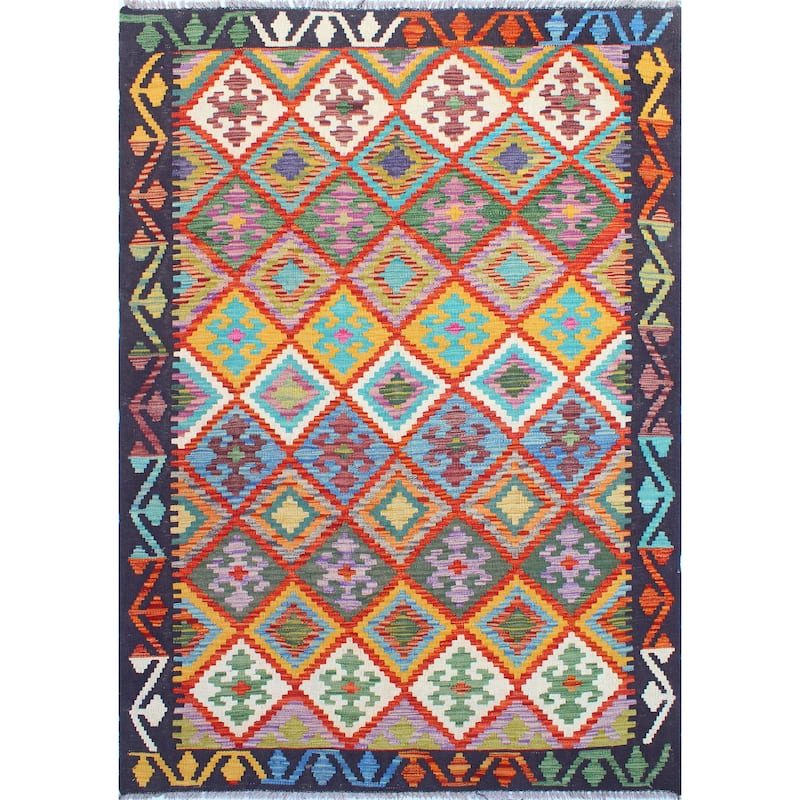 Flatweave Parto Red/Black Rug - 4'2" x 6'2"