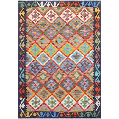 Flatweave Parto Red/Black Rug - 4'2" x 6'2"