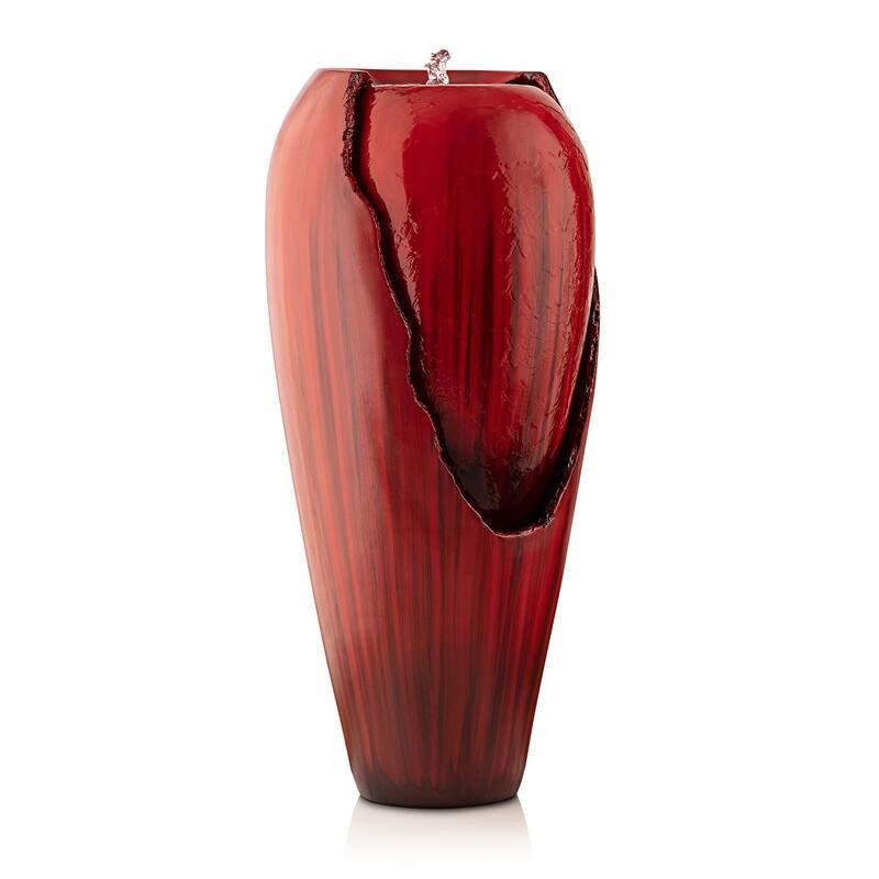 Alpine Corporation 33" Tall Ceramic Jar Fountain with LED Light
