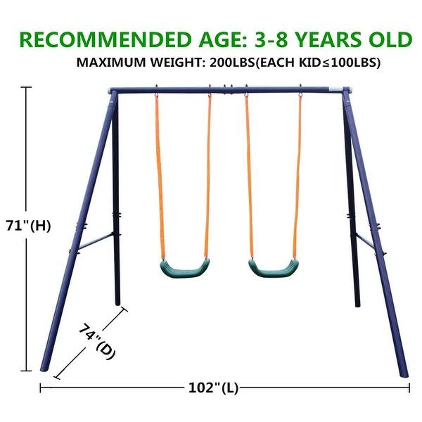 Two Station Swing Set for Children Double the Outdoor Fun - 102"L x 74"W x 71"H