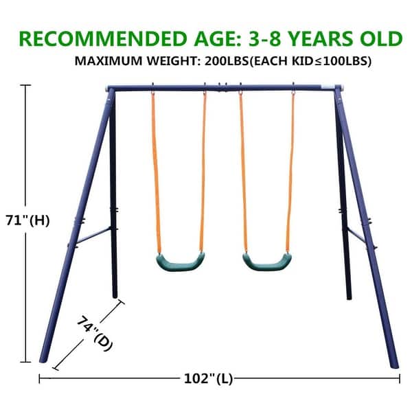 Two Station Swing Set for Children - N/A