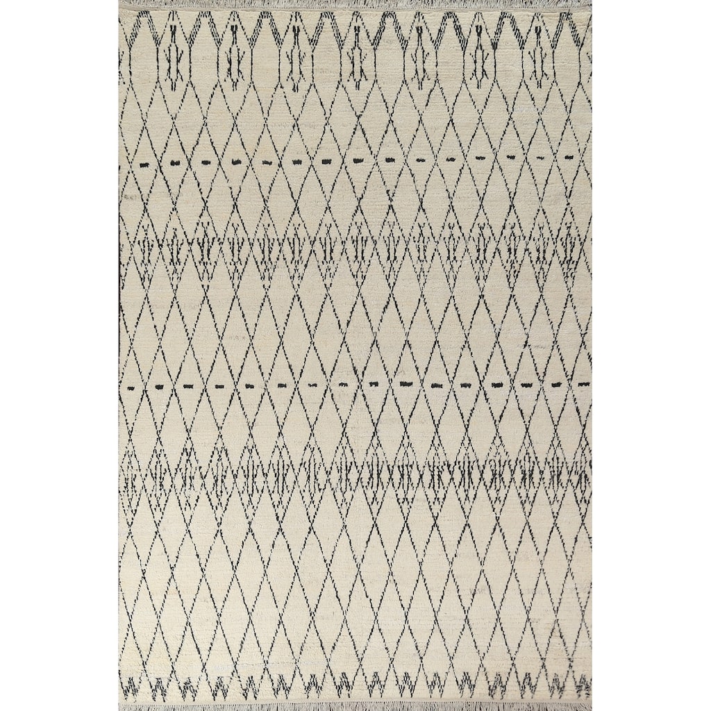 Trellis Moroccan Oriental Wool Area Rug Hand-knotted Home Decor Carpet - 8'0" x 10'5"