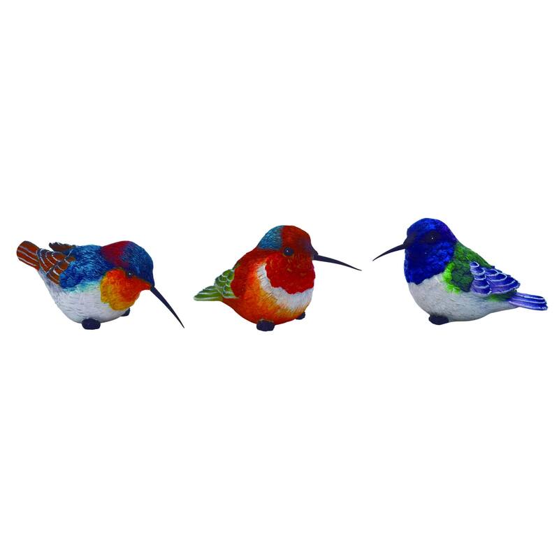 Transpac Medium Resin Bright Hummingbird Figurine Set of 3 Spring Home Decorations