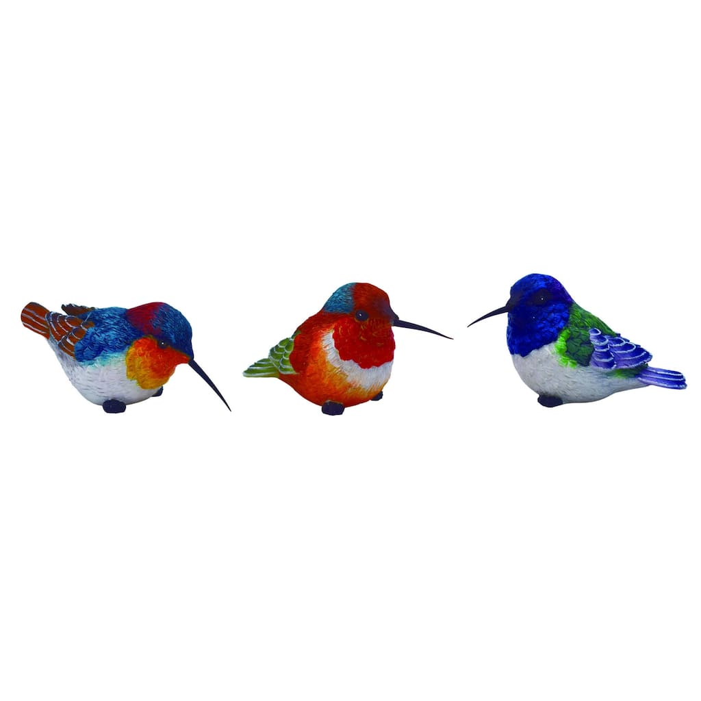 Transpac Medium Resin Bright Hummingbird Figurine Set of 3 Spring Home Decorations