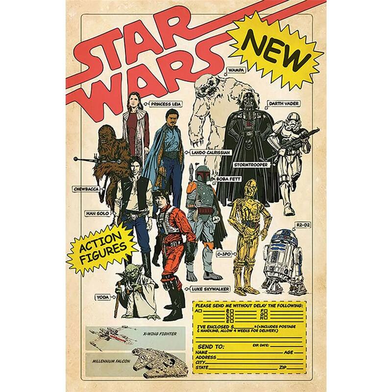 Star Wars - Action Figures Advertisement Art Poster - 24 x 36 Inch