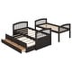 preview thumbnail 16 of 14, Twin over Twin Wood Black Bunk Bed with Trundle and Drawers
