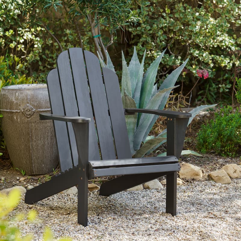 Scully Black Acacia Wood Outdoor Adirondack Chair
