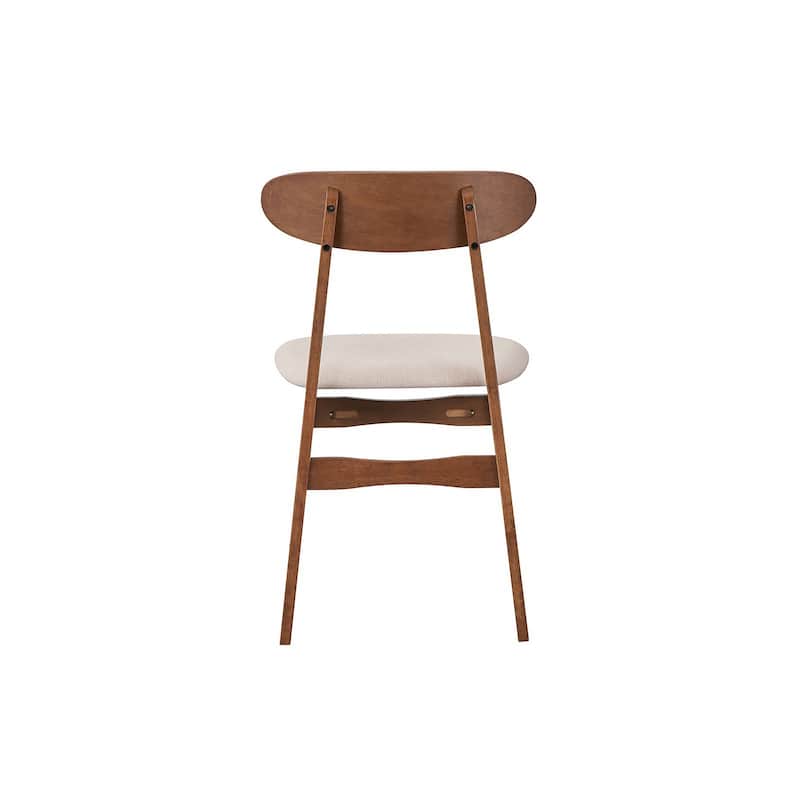 Rocco Dining Chair Set of 2, Curved Oval Backrest, Brown Rubberwood