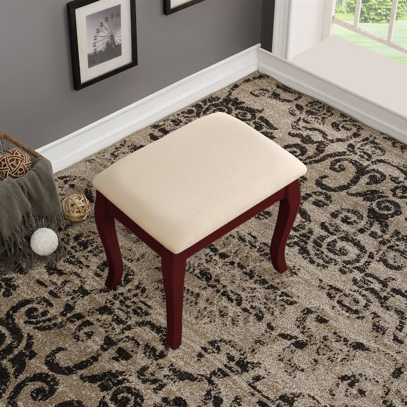Wood Make-Up Vanity Table and Stool Set