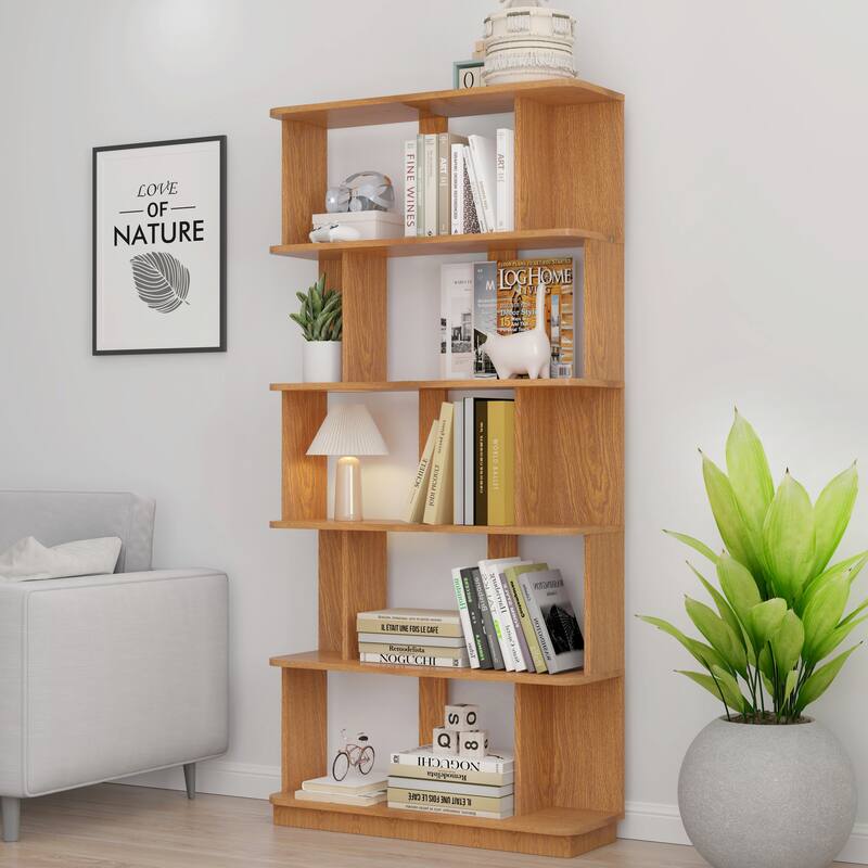 31.5"L X 64.56"H Free Combination Bookshelf Modern 5-Tier Open Storage Bookcase Mdf Wood Display Shelving,Media Storage Shelves