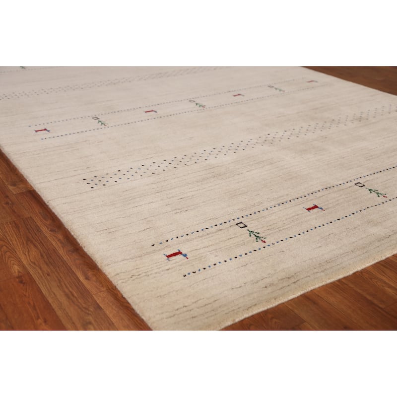Gabbeh Indian Area Rug Handmade Contemporary Wool Carpet - 5'6" x 7'10" - 5'6" x 7'10" - Ivory/Beige