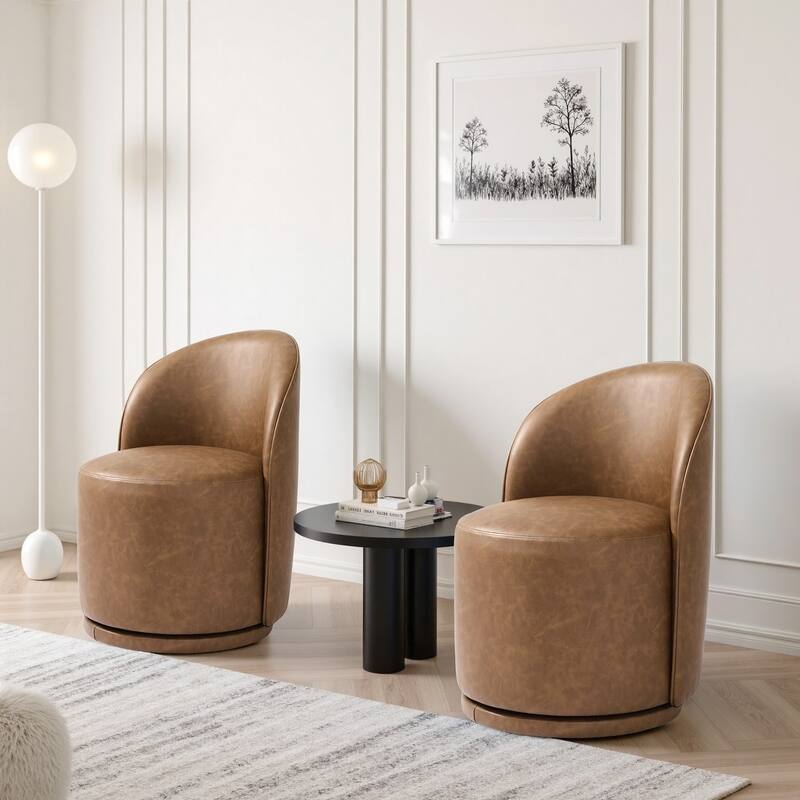 UIXE 2 Set Modern Upholstered Swivel Armless Side Dining Chairs
