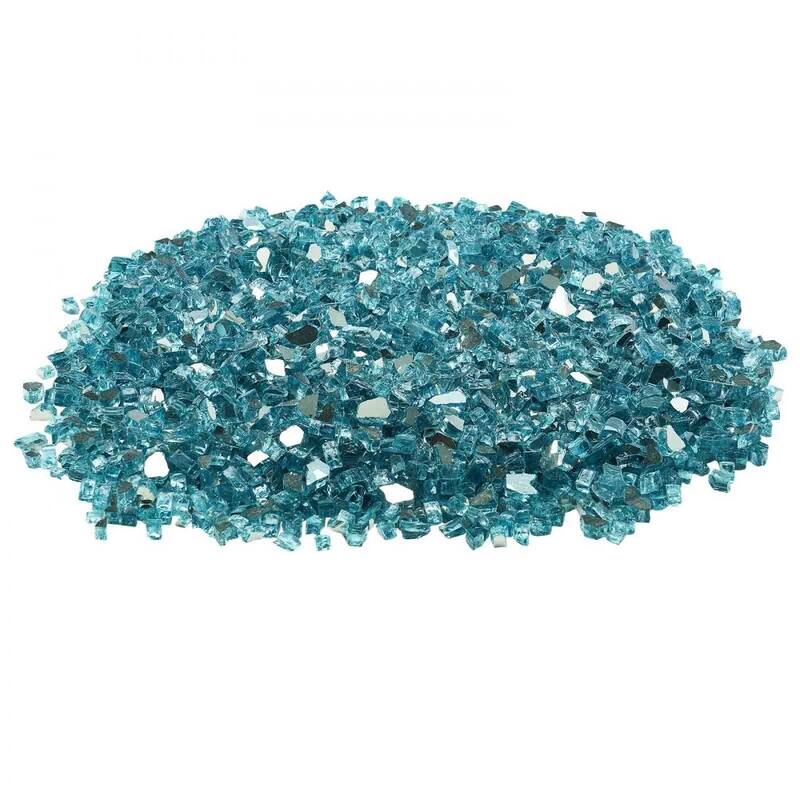 Aqua Blue Tempered Crushed Fire Glass 10 lbs. Heat-Resistant Decor - 1/2 inch