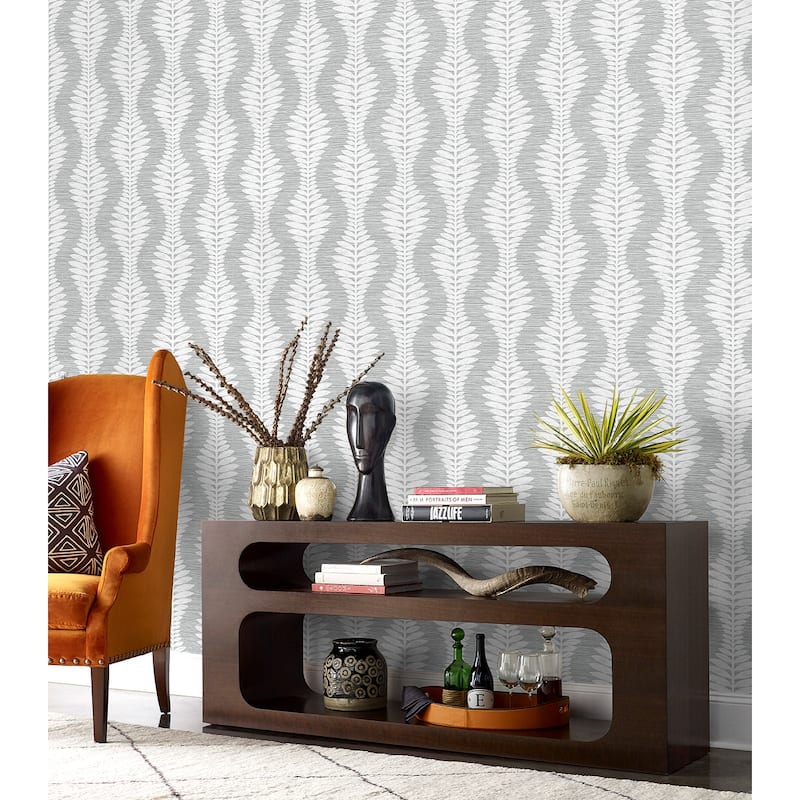 Lillian August Carina Leaf Ogee Embossed Vinyl Unpasted Wallpaper
