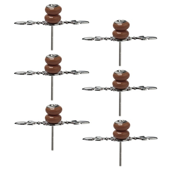 Ceramic Knobs Drawer Handle Cupboard Wardrobe Cabinet Accessories 6pcs Brown