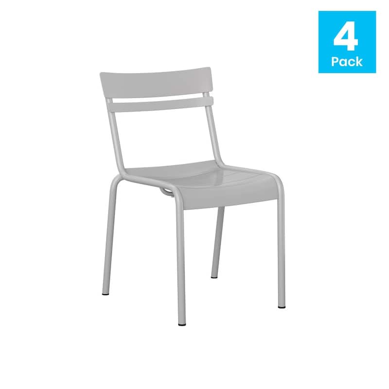 Indoor/Outdoor Commercial Grade Modern Metal Slat Barstools (Set of 4)