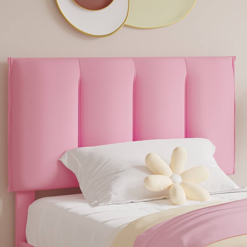 VECELO Set of 2 Kids Bed Frame with Storage Drawer Height Adjustable Upholstered Bed Twin Size Bed