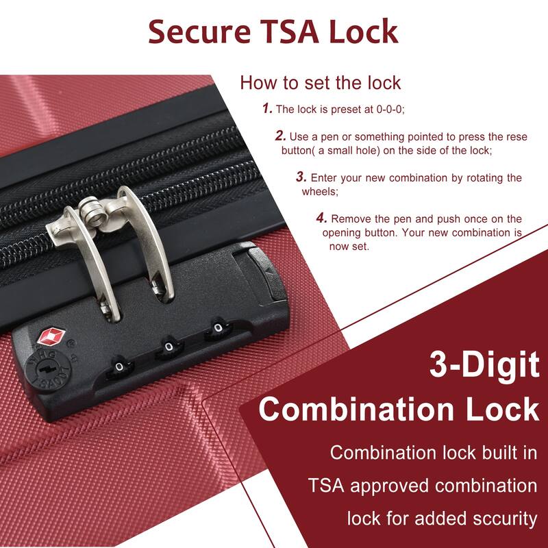 Luggage 3 Piece Sets Expandable Hardside Lightweight Suitcase with Double Spinner Wheels TSA Lock, for Men and Women