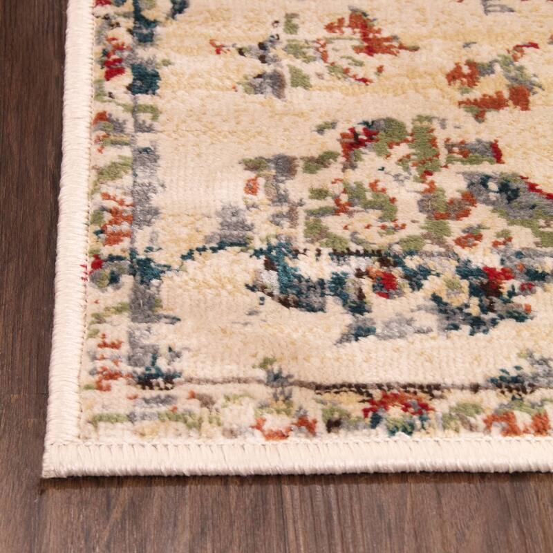 Superior Basilio Distressed Medallion Border Indoor Runner or Area Rug
