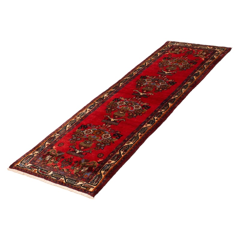 ECARPETGALLERY Hand-knotted Andelz Red Wool Rug - 3'0 x 9'2