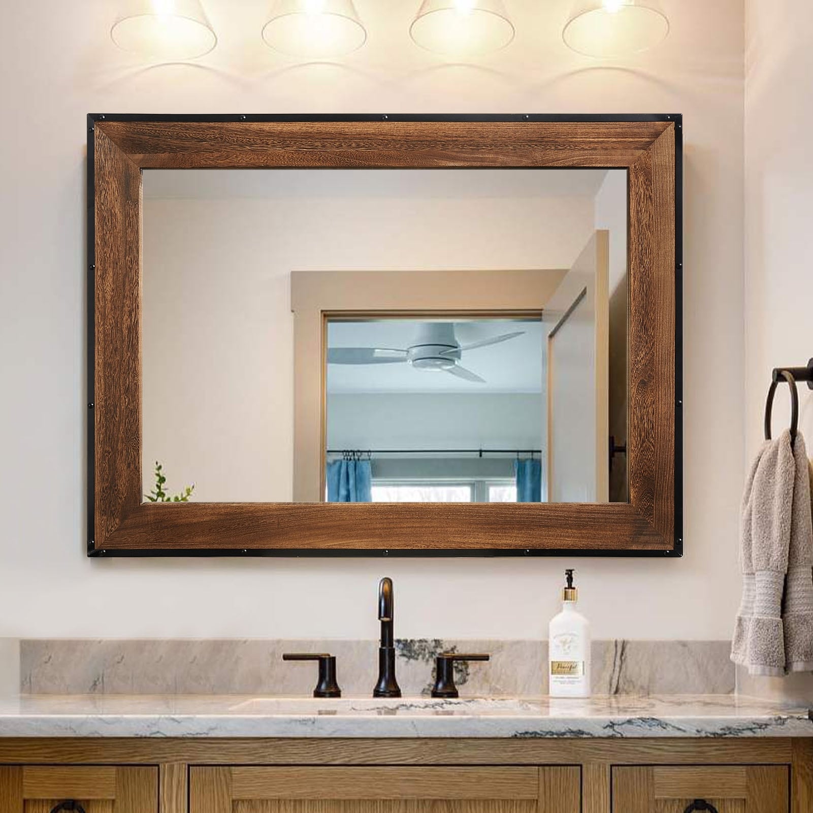 Vanity mirror wooden discount