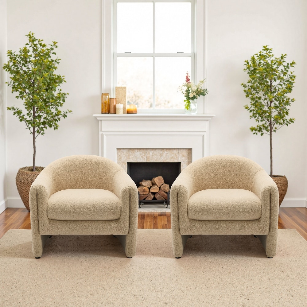 2 Set Modern Upholstered Barrel Accent Chair