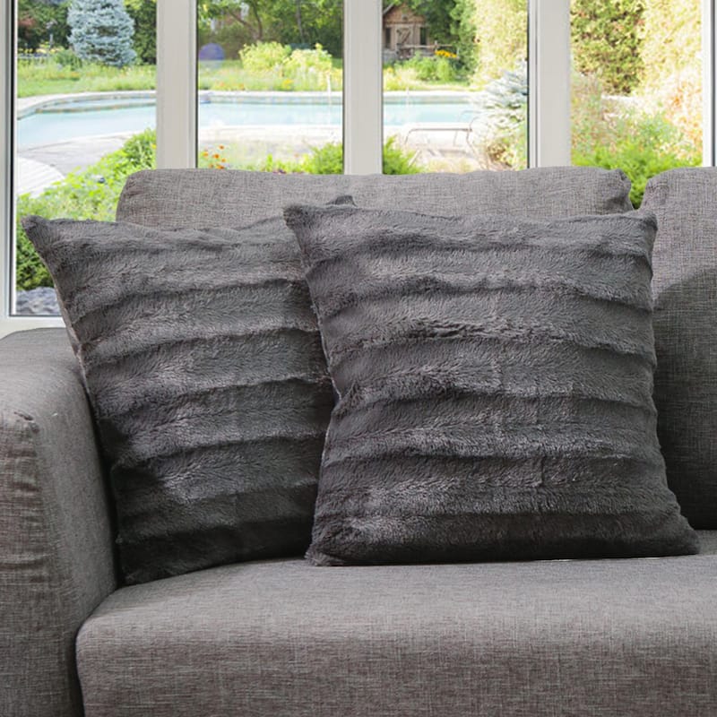 Cheer Collection Decorative Throw Pillows for Couch & Bed (Set of 2) - 18 x 18 - Grey