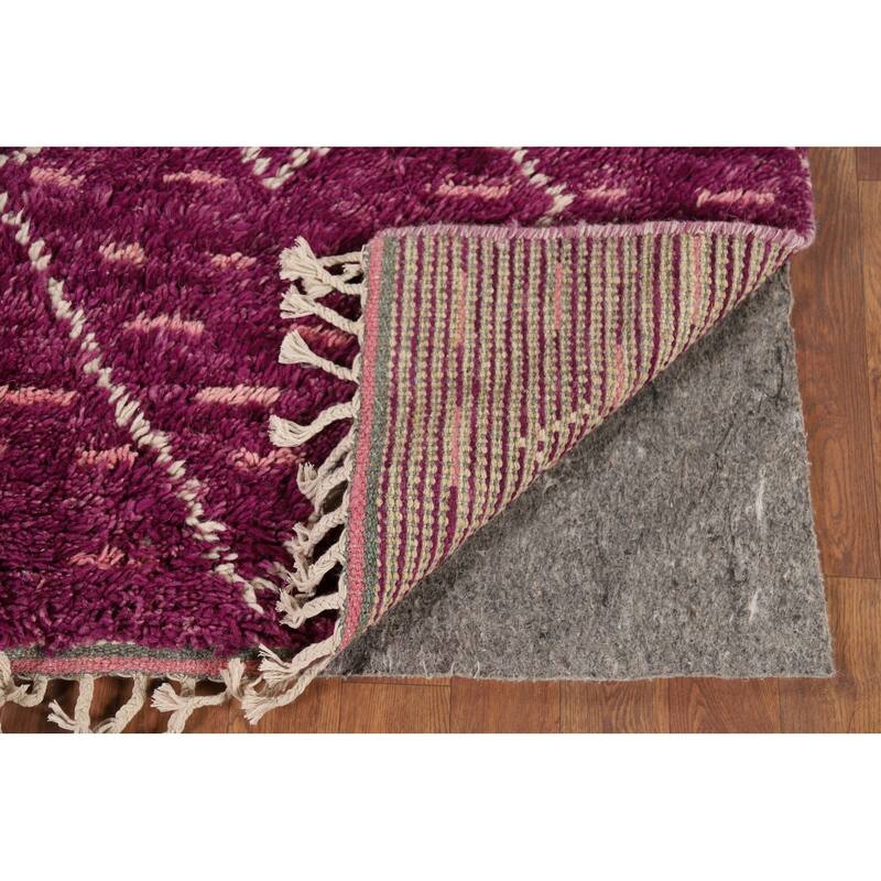 Purple Plush Moroccan Oriental Accent Rug Hand-Knotted Wool Carpet - 2'11" x 5'5"