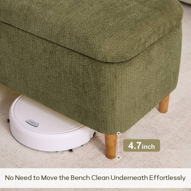 39in Soft Chenille Fabric Storage Ottoman Bench for Bedroom / Entryway Bed Foot / Living Room，Upholstered Entryway Bench
