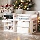 preview thumbnail 2 of 49, Twin Size Low Loft Bed with Rolling Desk, Shelf and Drawers, White
