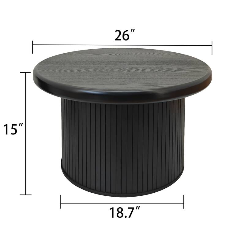 Roomfitters Modern Round Coffee Table Set with Fluted Leg Design, 2-Piece Dual Table Combination, Black Finish