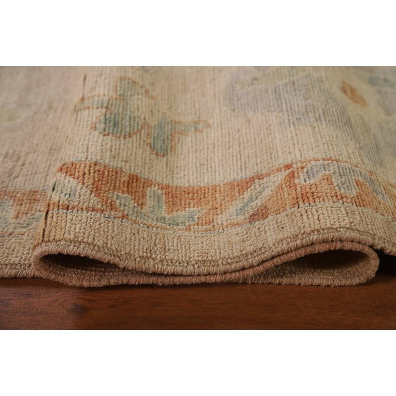 Floral Oushak Turkish Rug Hand-knotted Wool Carpet - 9'2"x 11'9"