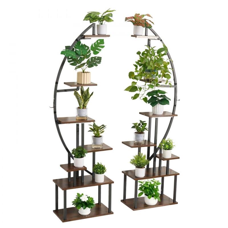 7-Tier Indoor Plant Stand 2 Pack with LED Grow Lights and Adjustable Timer and Brightness - 21.65" × 10.24" × 65.55"