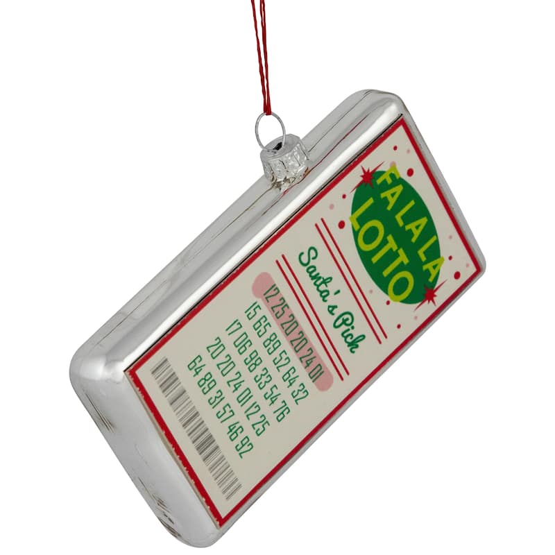 4.25" Silver "Fa La La Lotto Santa 's Pick" Christmas Hanging Ornament