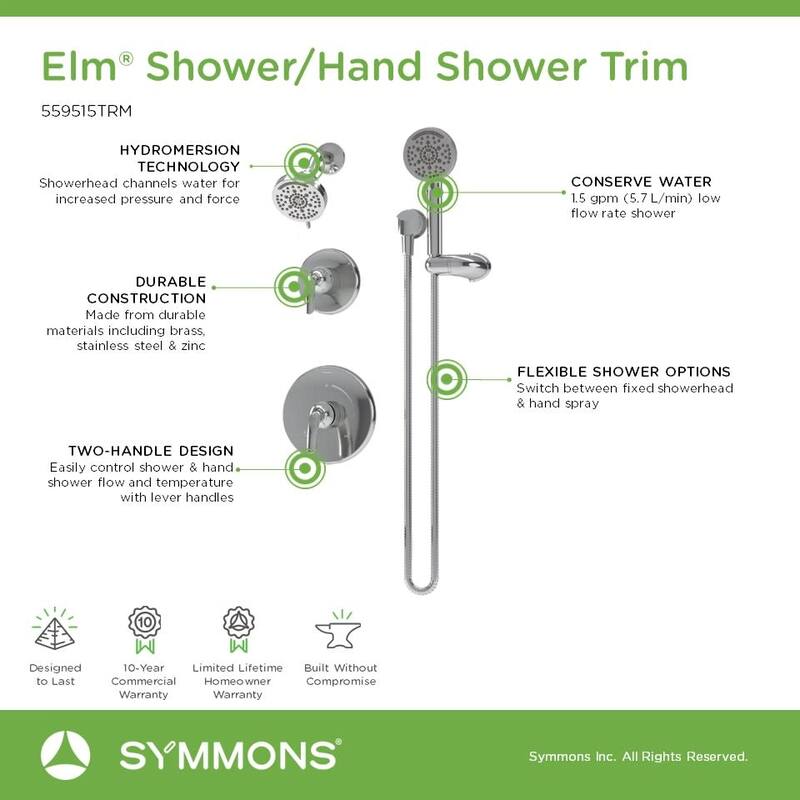 Symmons 559515TRM Elm Shower Only Trim Package with 1.5 GPM Multi